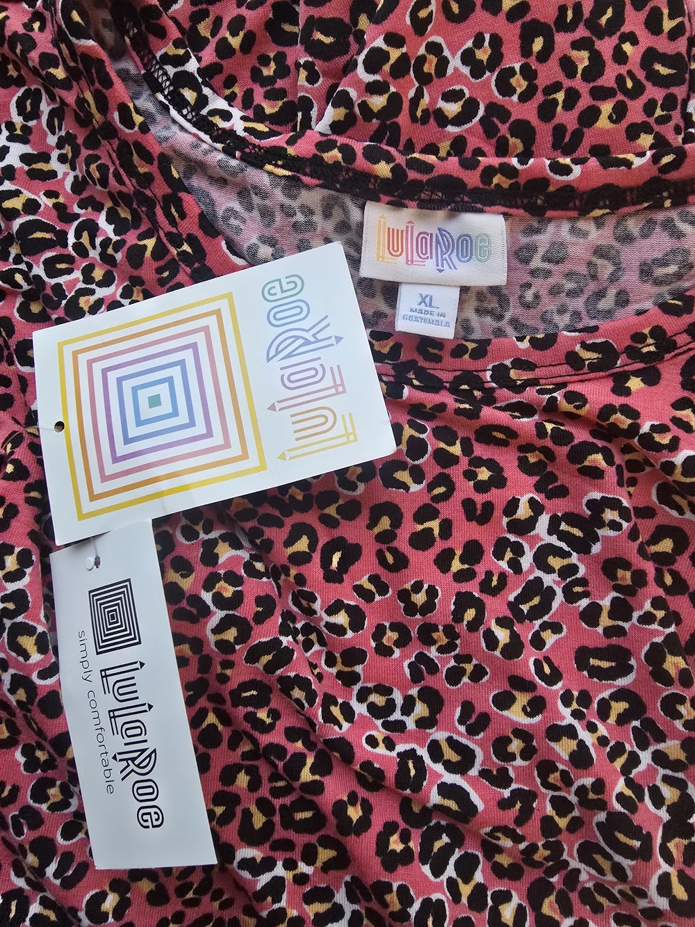 LuLaRoe Pink Leopard Print Mini Dress Size L -XL - Picture 3 of 4